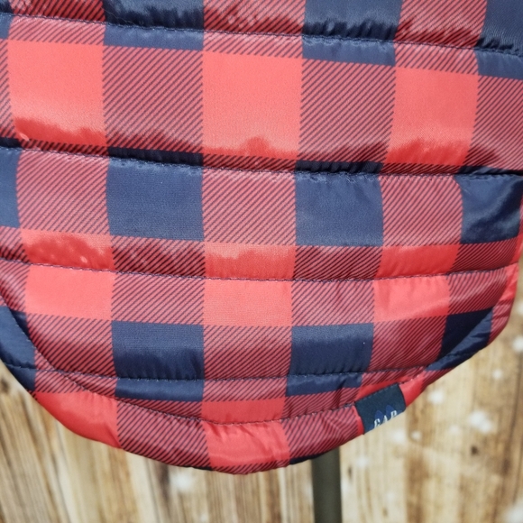 Gap Puffer Dog Vest Red/Navy Check Full Zip European Cut Winter - Picture 6 of 6